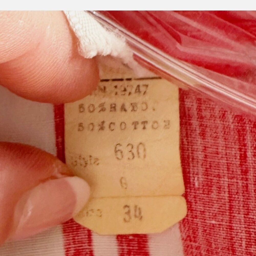 PERMANENT PRESS Button Down Red Stripe Dagger Collar Top XS - Picture 6 of 7
